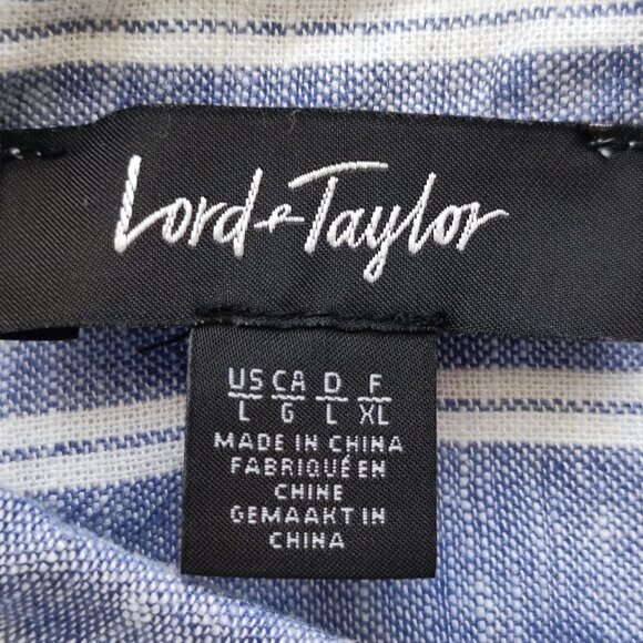 Lord And Taylor Midi Dress women's size L bluish grey white stripes sleeveless - Picture 5 of 11